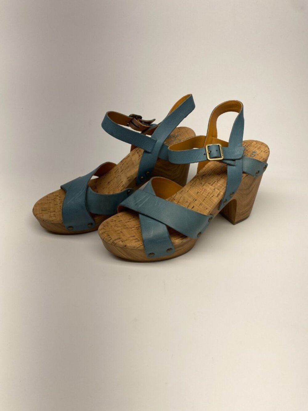 KORK-EASE Womens Drew Platform Turquoise Strap Sandal Sz 8